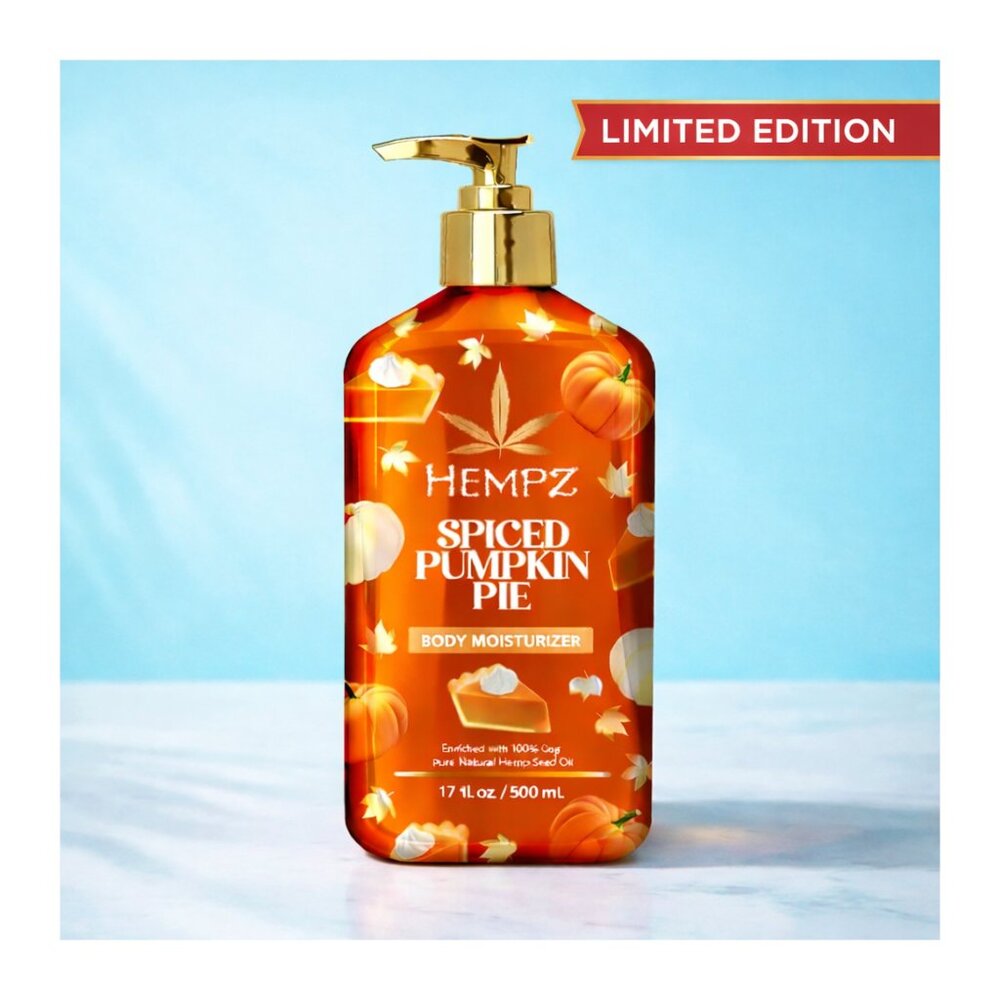 Hempz Spiced Pumpkin Pie Body Moisturizer 17 oz Limited Edition Hemp Oil